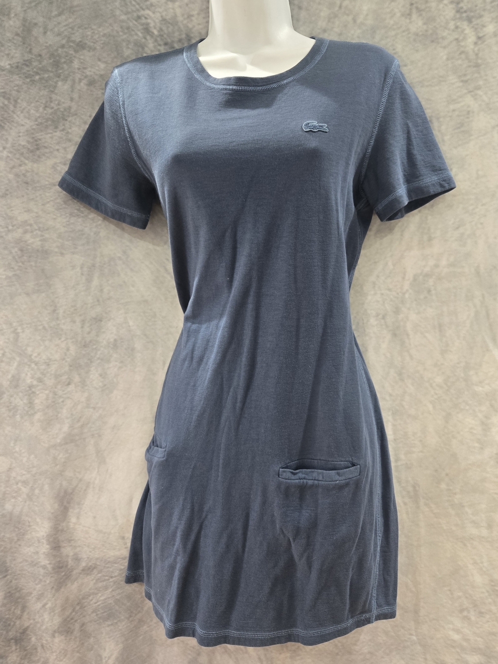 Lacoste Navy Crewneck Short Sleeve Midi Dress